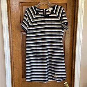 Michael Kors Striped Dress with Zipper Detail